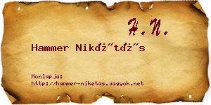 Hammer Nikétás névjegykártya